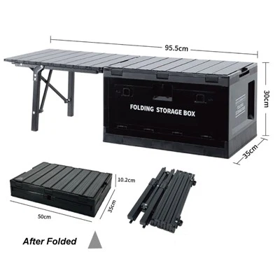 Plastična škatla za shranjevanje zložljiva z zložljivo mizo